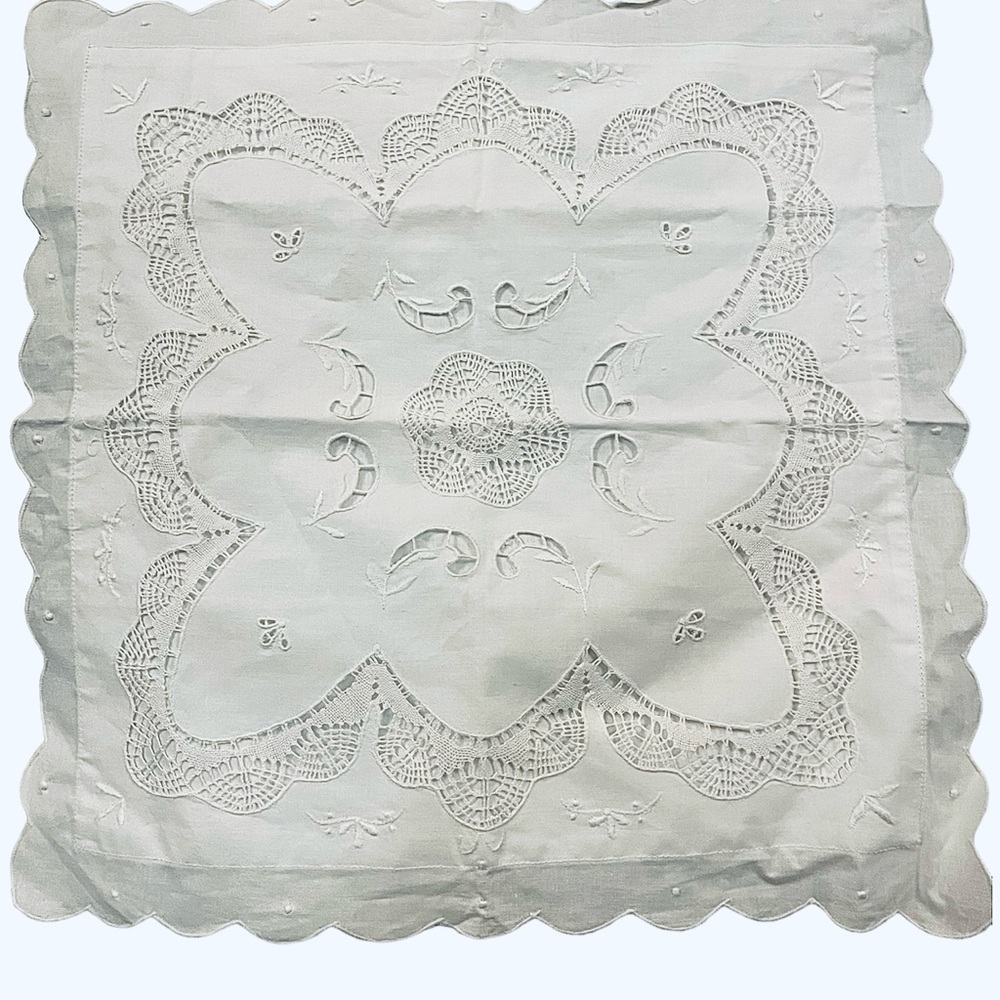 2 French Country Pure White Cotton Pillow Covers with Delicate Floral Embroidery